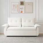 Velin Convertible Sofa Bed – Padded Arms with Natural Wood Frame