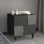 Denize Modern Black & Gray Nightstand - 2 drawers