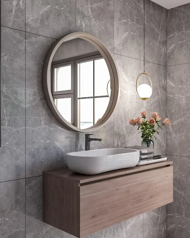 Aurora – Multipurpose Round Wood Mirror-Natural Wood Frame