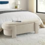 Eliza Natural Wood Upholstered Storage Bench – Curved Design