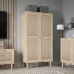 Roma Wardrobe Natural wood with Rattan