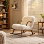 Hais Sherpa Rocking Armchair – Natural Wood Base with Soft Upholstery