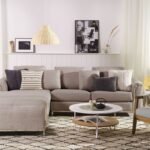 Mora Right-Hand L-Shaped Sofa with Ottoman – Natural Wood Base
