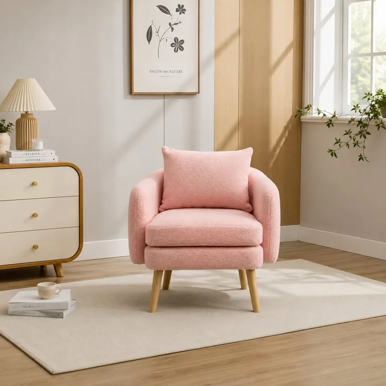 Velvera Velvet Armchair – Soft Comfort with Natural Wood Legs