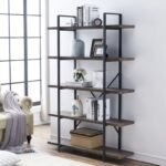 Hayra Matte Metal and Wood Shelving Unit