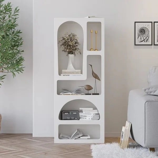 Moana bookcase with wooden shelf and storage areas - natural wood