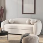 Serenity Modern White Teddy Velvet 3 Seaters Curved Sofa