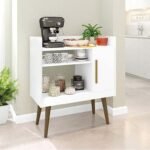 Rivano Coffee Corner Cabinet – Natural Wood Legs & Open Storage