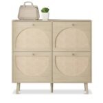Orbital Shoe Storage - Natural wood with Rattan