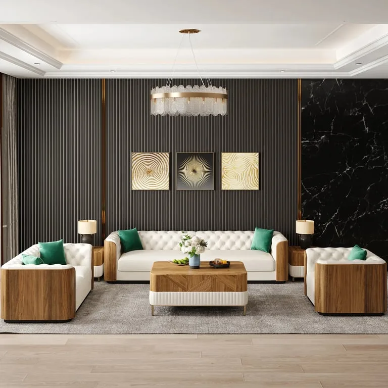 Montclair – Luxury Sofa Set with Natural Wood Accents