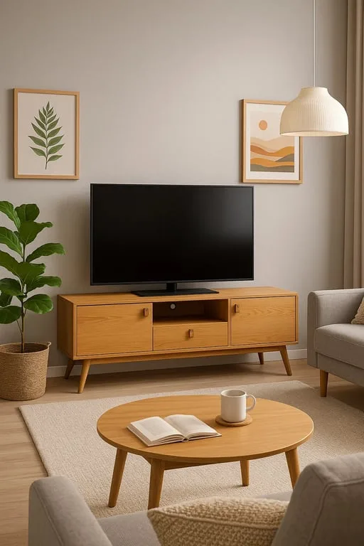 Viera – Minimalist Natural wood Tv Unit