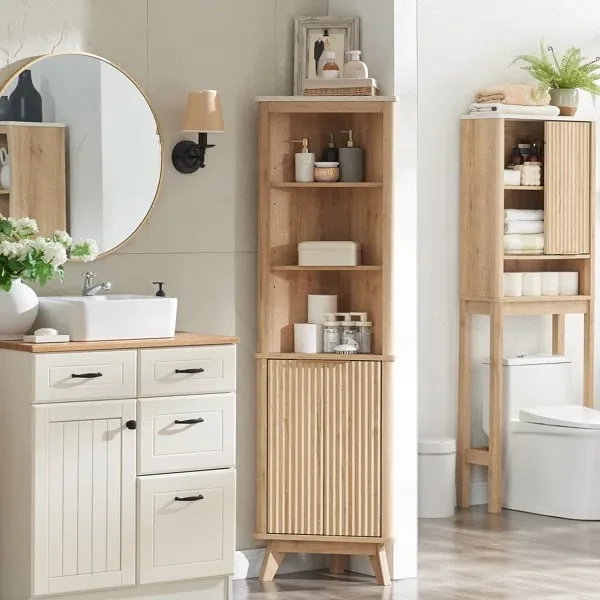 Bronze Natural wood Bathroom Cabinet