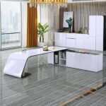 Albian – L-Shaped Right Hand Natural Wood & Office with Storage