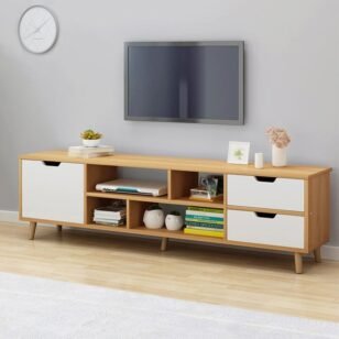 Boxline White and wooden TV Stand
