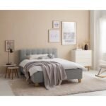 Nora Tufted Natural wood Bed