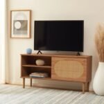 Ovalo Woven Door TV Stand – Natural Wood