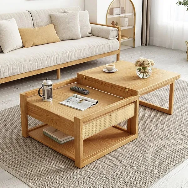 Xanta Natural Wood Multifunctional coffee table