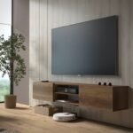 Avero Wall-Mounted TV Stand – Natural Wood