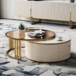Riviera Coffee Table – Natural Wood & Luxe Dual Tops