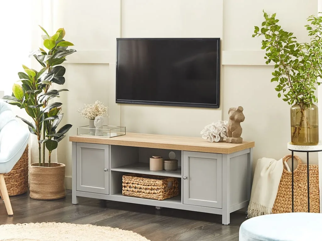 Sleek grey TV table