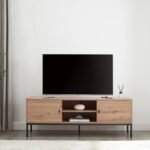 Vero Modern TV Stand – Natural Wood with Metal Legs