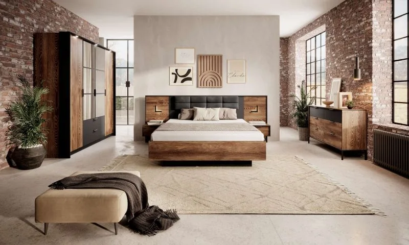 Brixton Natural Wood Bedroom Set – Floating Nightstands
