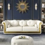 Delora Luxe Harmony Sofa – White with Gold Accents
