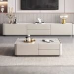 Lustra Natural Wood Coffee Table – Stone Top & Hidden Storage