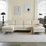 Modène L-Shaped Sectional – Natural Wood Base