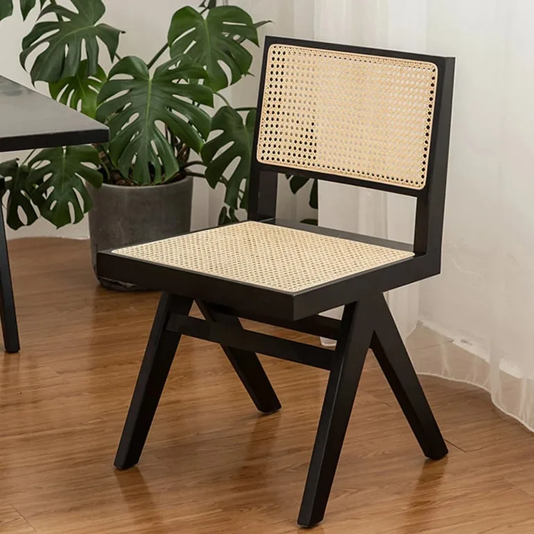 Rivo Black Wood & Cane Dining Chair