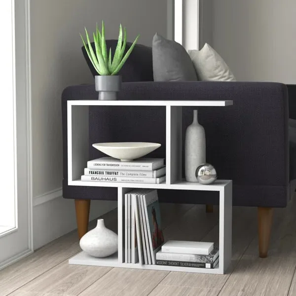 Kayli Natural wood side table - Four Shelves