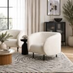 Viona – Modern Curved Armchair with Stainless Legs