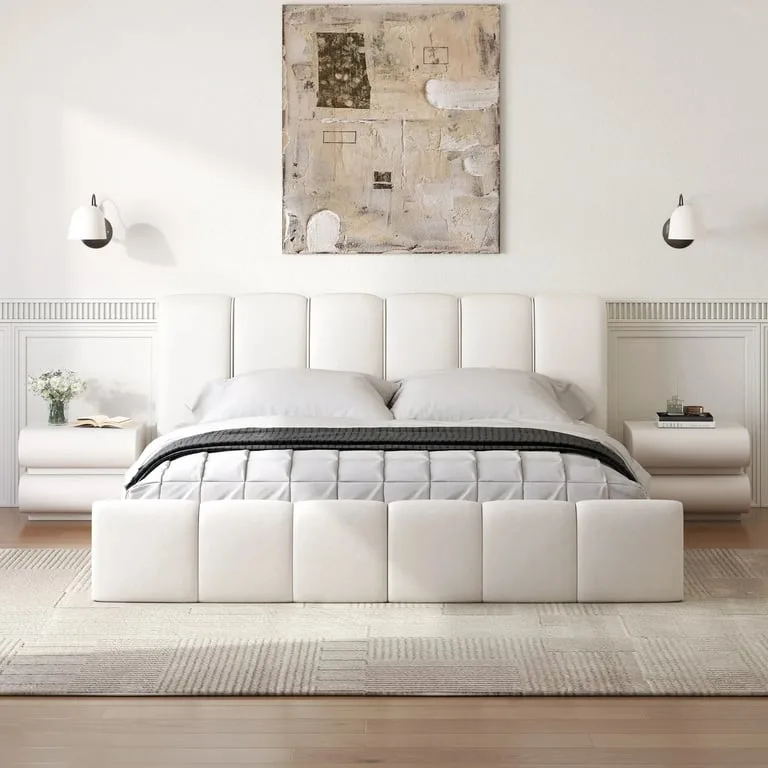 Linoz Modern Bed - Natural wood