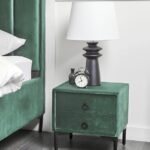 Aureva – Upholstered Bedside Table with 2 Drawers & Metal Legs