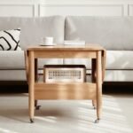 Divano Natural Wood Coffee Table – With Shelf, Drawer & Wheels