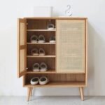 Twfli Wood and Rattan Shoe Storage Cabinet