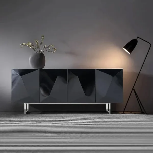 Venela Modern Sideboard Natural wood with Metal legs