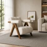 Sovana Cozy Armchair – Cylindrical Design with Wooden Legs