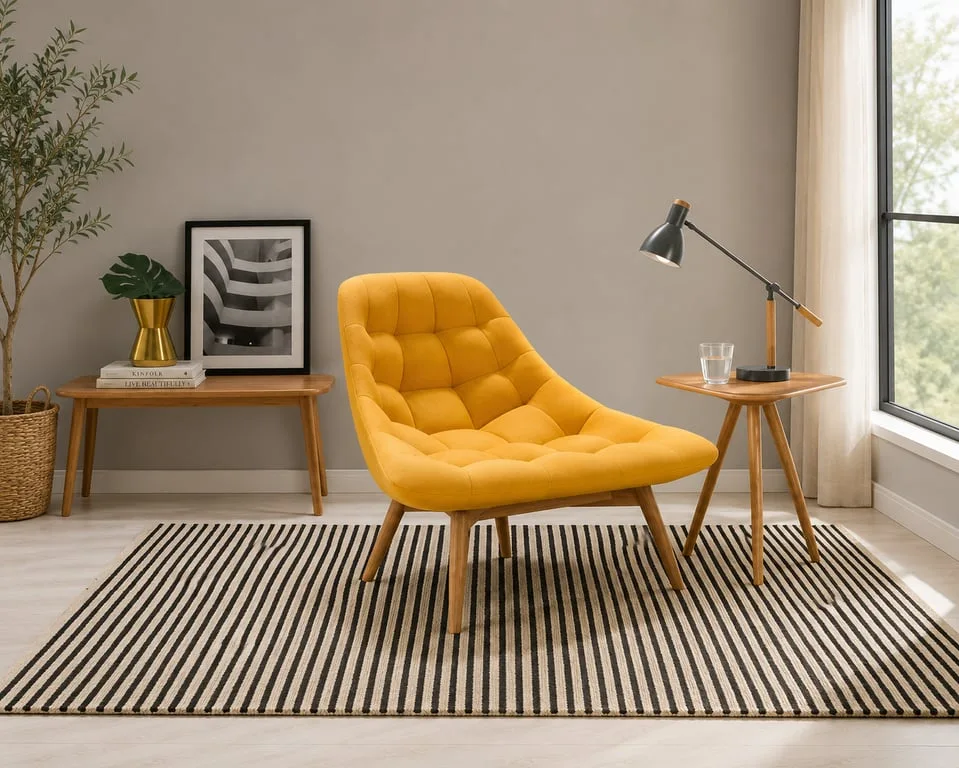 Elton Accent Chair – Classic Meets Modern with Natural Wood Legs