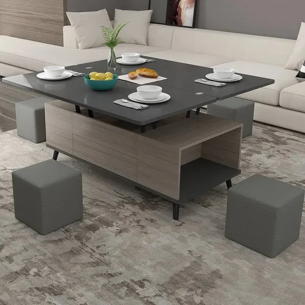 Smila Multifunctional Natural Wood Coffee table - 5 pieces