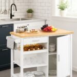 Yonn Rolling Kitchen Island with Solid Wood Top