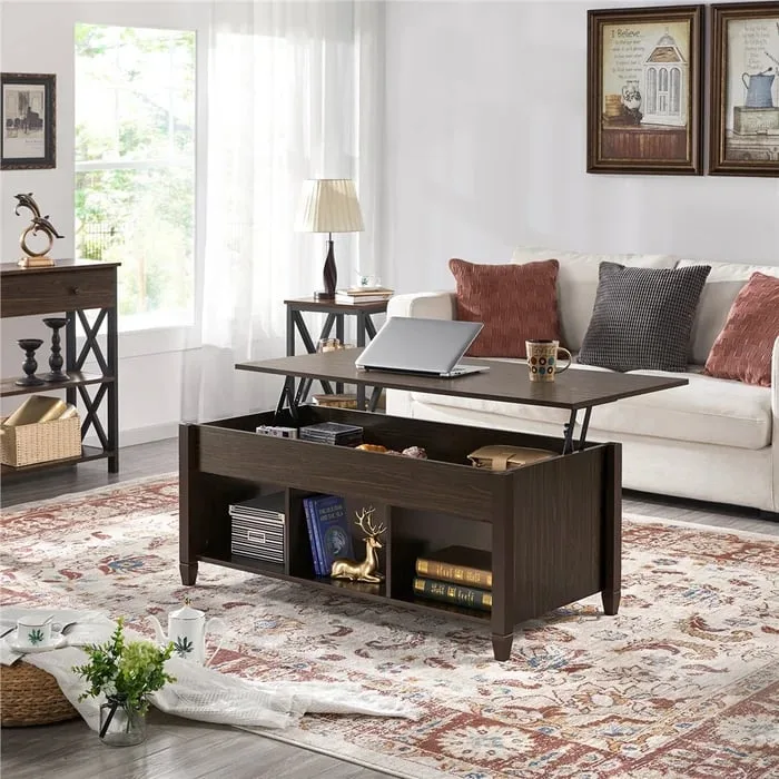 Meli Rectangle Natural Wood Lift -Top Coffee Table