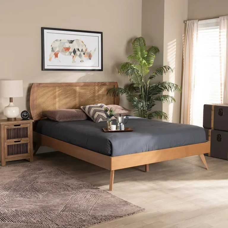 Kaïla Natural Wood Bed – Modern Design