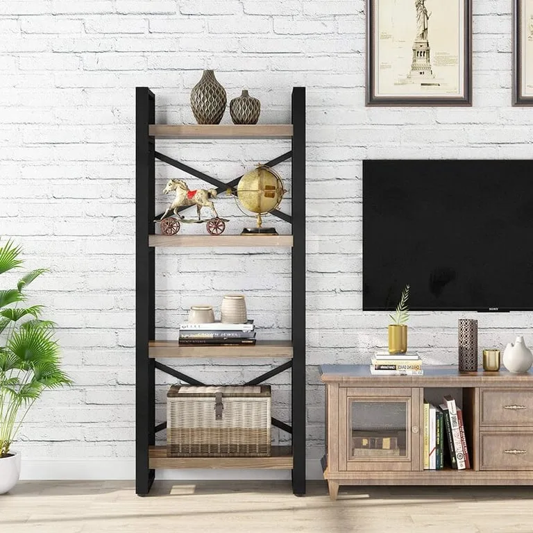 Narny Wood and Metal Framed Shelving Unit