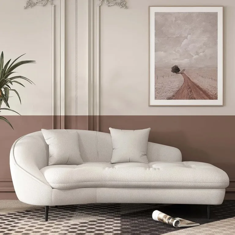 Curved Modern Lounge Sofa - Natural Wood - Arlo