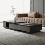 Cylora Coffee Table with Hidden Drawers – Natural Wood