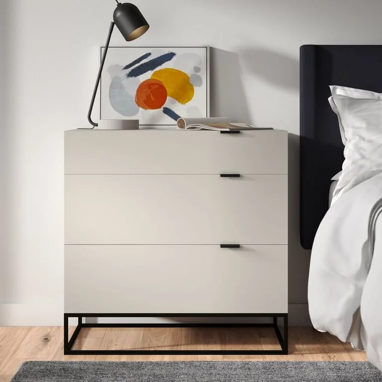 Wood And Metal Chest Of Drawers -White