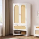 Pajero Modern wardrobe Natural wood with Rattan