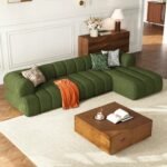 Verde Sectional Sofa – Tufted Upholstery & Natural Wood Base