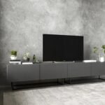 Noir TV Console – Modern Black Media Unit with Metal Frame